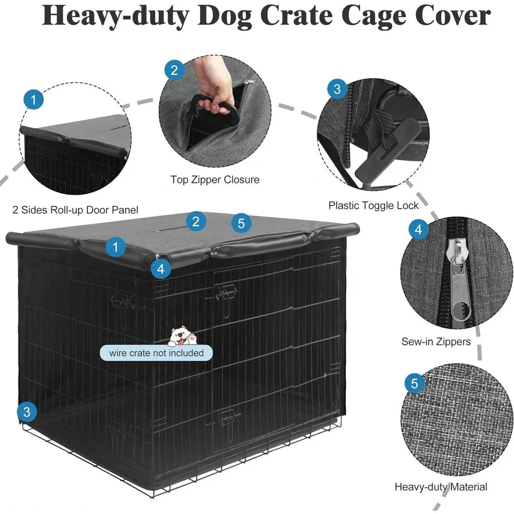Deblue 30” Dog Crate Cover – Heavy-Duty Waterproof Pet Kennel Cover for (Gray)